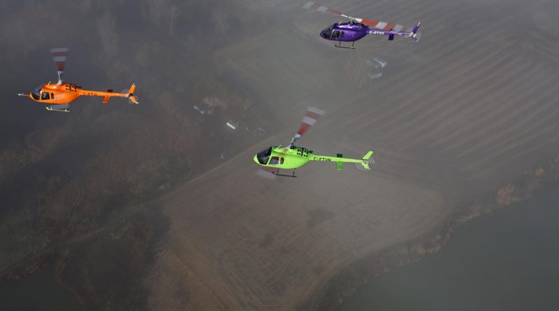 3 Bell 505 flying in formation