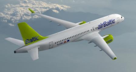 CS300 Air Baltic in flight