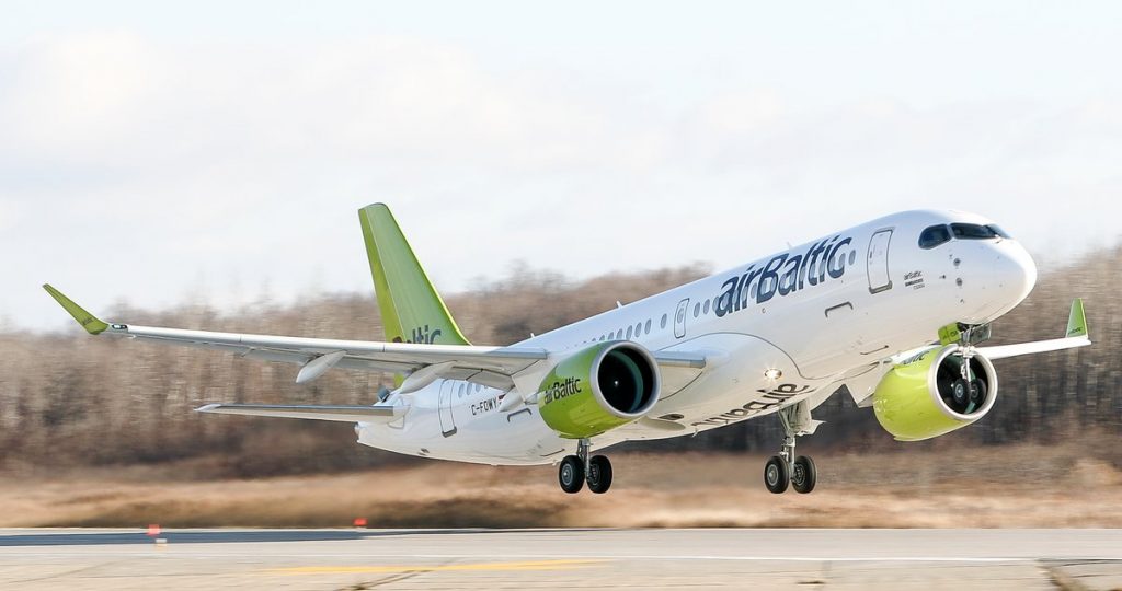 Air Baltic's first A220-300 taking off for the first time