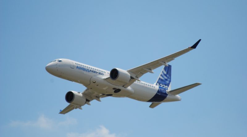 A220-300 flying over Toulouse