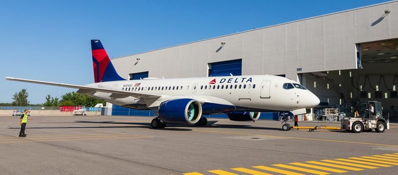 First-Delta-A220-rolls-out-of-paintshop-in-Mirabel-2