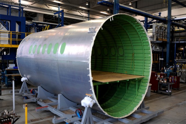 A fuselage interior on the green