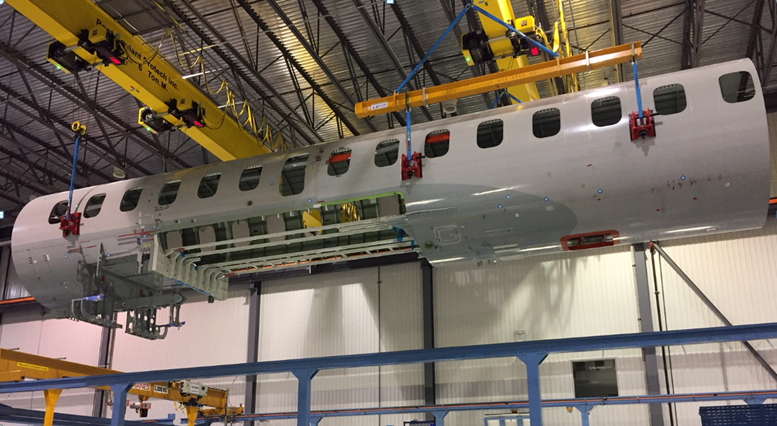 STELIA's Global7500 assembly line in Mirabel