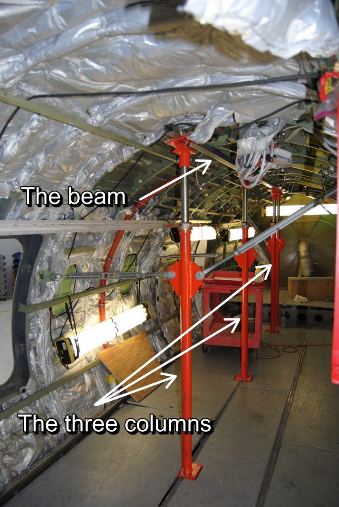 The beam and the three columns