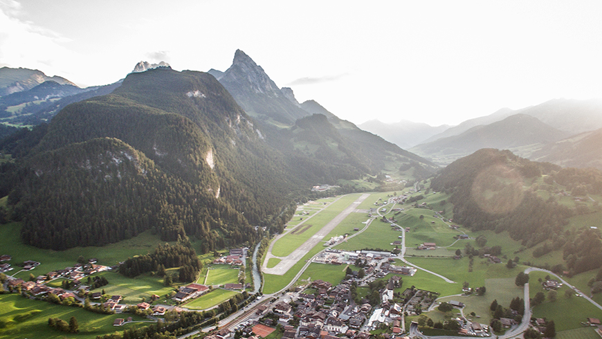 Saanen/Gstaad airport is located in a valley